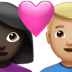 👩🏿‍❤️‍👨🏼 couple with heart: woman, man, dark skin tone, medium-light skin tone display on Apple